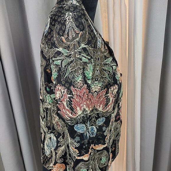 Mary Bays (Victoria Royal) Vintage Beaded Floral Print Silk Blazer, Size 4 - Picture 7 of 12